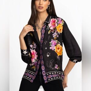 Like New Johnny Was Jade ROSALYNDA BUTTON DOWN SHIRT
